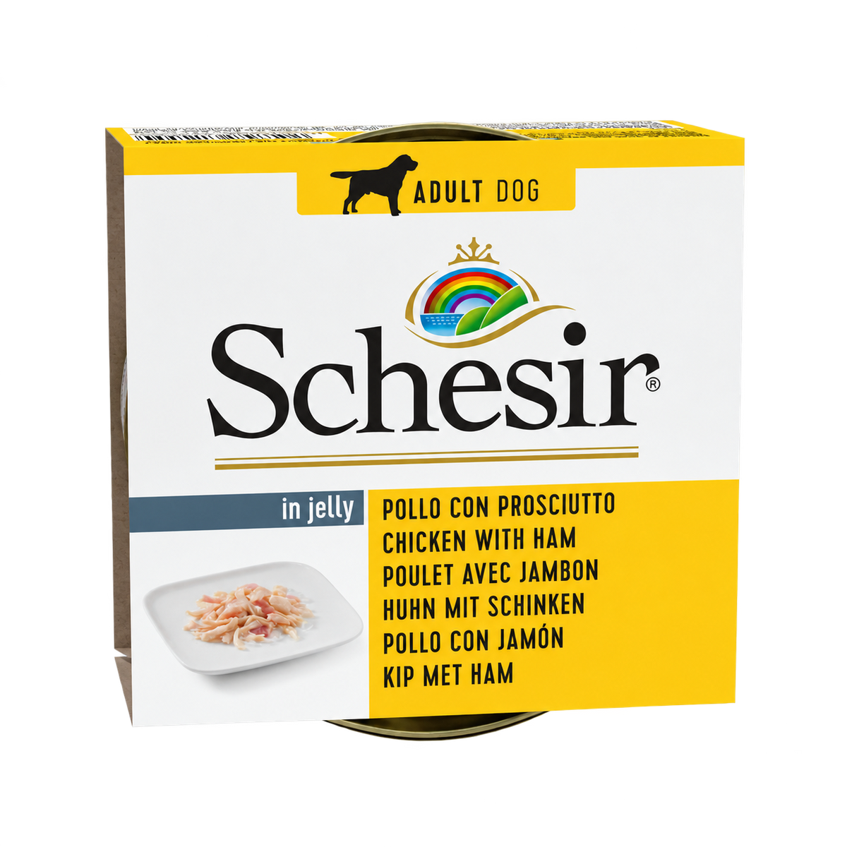 Schesir frango e fiambre para cães adultos, lata de 150 g