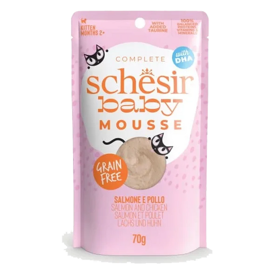 Comida húmida para gatos Schesir Baby mousse salmão com frango