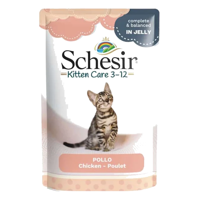 Comida húmida para gatinhos Schesir filetes de frango, saqueta 85 g