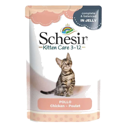 Comida húmida para gatinhos Schesir filetes de frango, saqueta 85 g