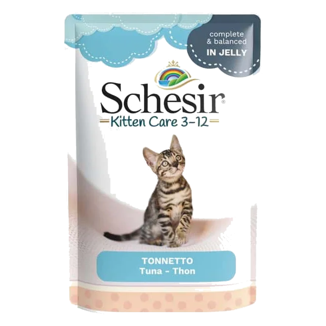 Comida húmida para gatinhos Schesir atum, saqueta 85 g