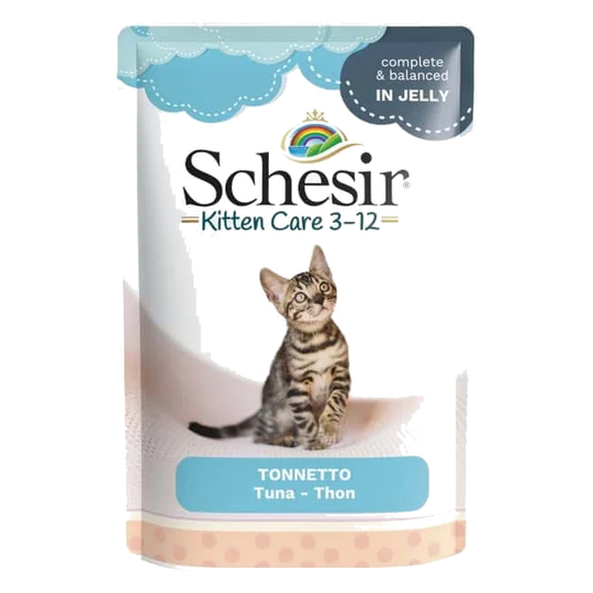Comida húmida para gatinhos Schesir atum, saqueta 85 g