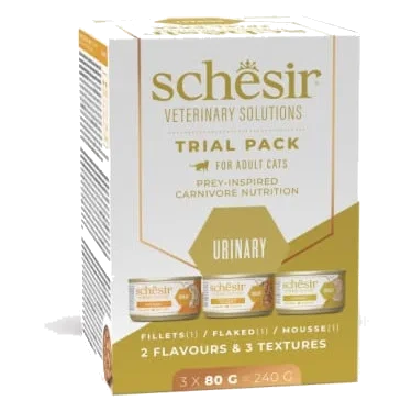 Schesir Urinary pack de experiência dieta veterinária, 3 × 80 g