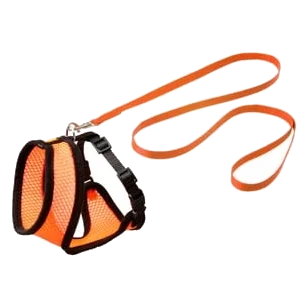 Conjunto peitoral e trela para gatos, laranja e preto, 110 cm, 10 mm, tamanho M