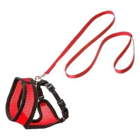 Conjunto peitoral e trela para gatos, vermelho e preto, 110 cm, 10 mm, tamanho M