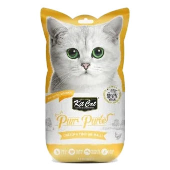 Snack cremoso para gatos Kit Cat PurrPuree frango e fibra 60 g