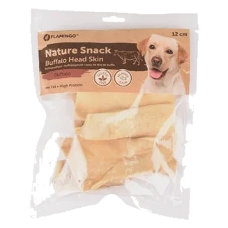 Snack couro cabeludo de vaca Flamingo para cães, 200 g