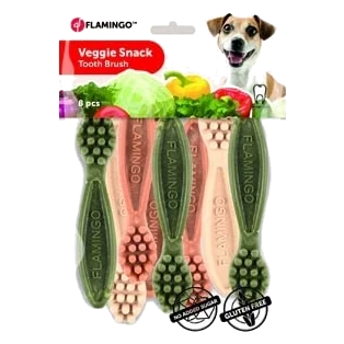 Snack dental veggie em forma de escova para cães, em blister