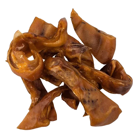 Tiras de orelha de porco desidratada, snack natural para cães