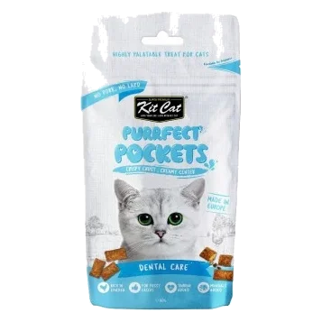 Snacks para gatos Kit Cat Purrfect Pockets cuidado dentário 60 g