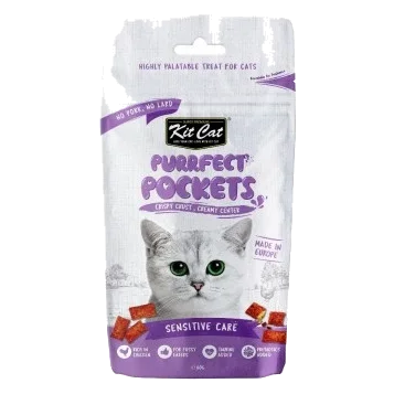 Snacks para gatos Kit Cat Purrfect Pockets gatos sensíveis 60 g