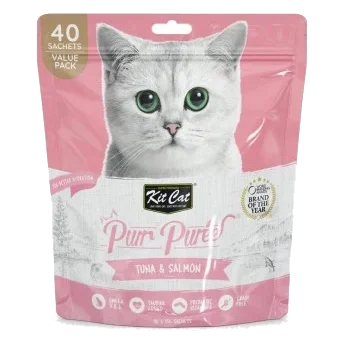 Snacks cremosos para gatos Kit Cat PurrPuree atum e salmão 40 x 15 g