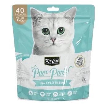 Snacks cremosos para gatos Kit Cat PurrPuree atum e fibra 40 x 15 g