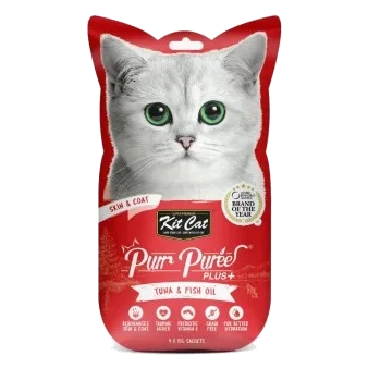 Snacks para gatos Kit Cat PurrPuree Plus atum pele e pelo 60 g