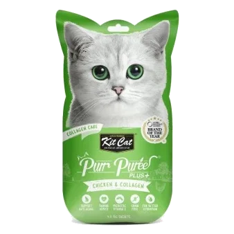 Snacks para gatos Kit Cat PurrPuree Plus frango com colagénio 60 g