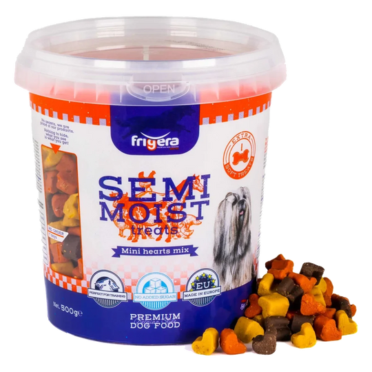 Snacks semi-húmidos mini corações para cães, 500 g