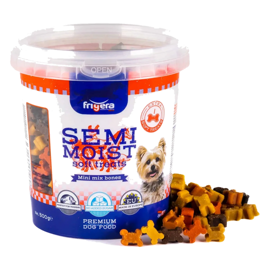Snacks semi-húmidos mini ossinhos para cães, 165 g e 500 g