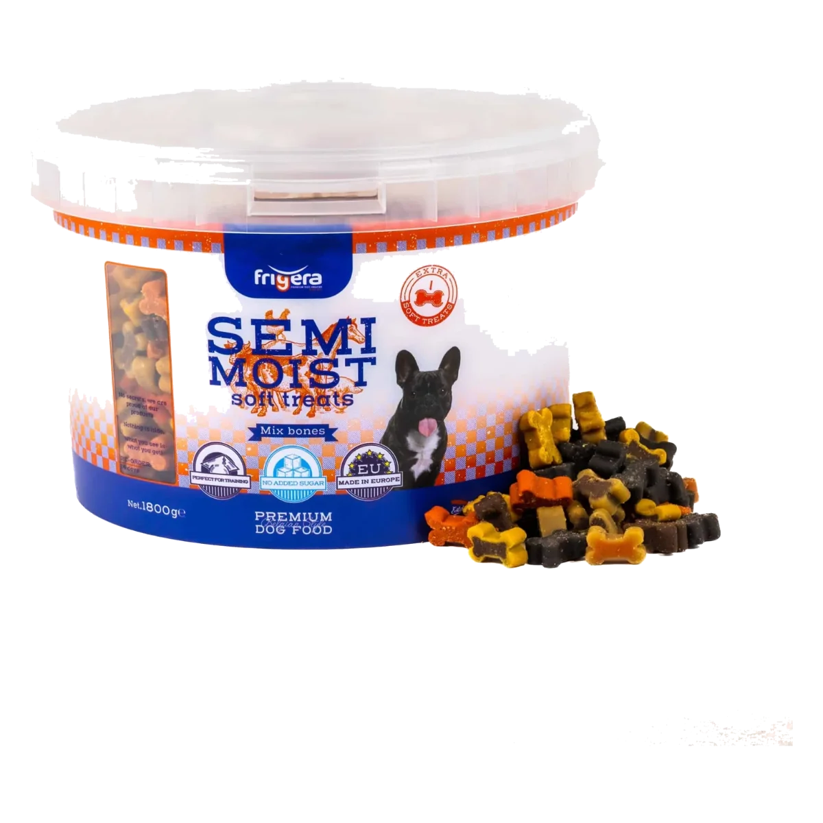 Snacks semi-húmidos Mix Bones Frigera para cães, frasco de 1800 g