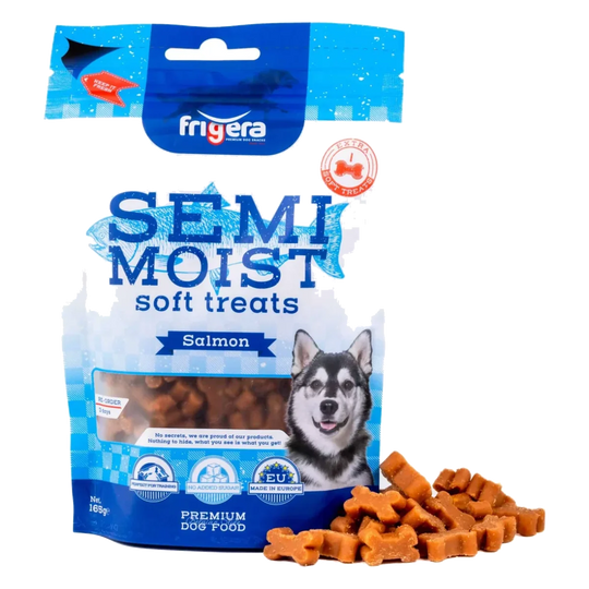 Snacks semi-húmidos sabor salmão para cães, blister de 165 g