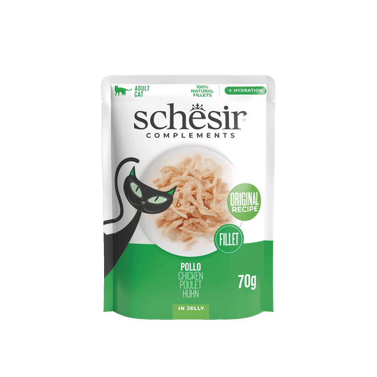 Comida húmida para gatos Schesir filetes de frango, saqueta 70 g