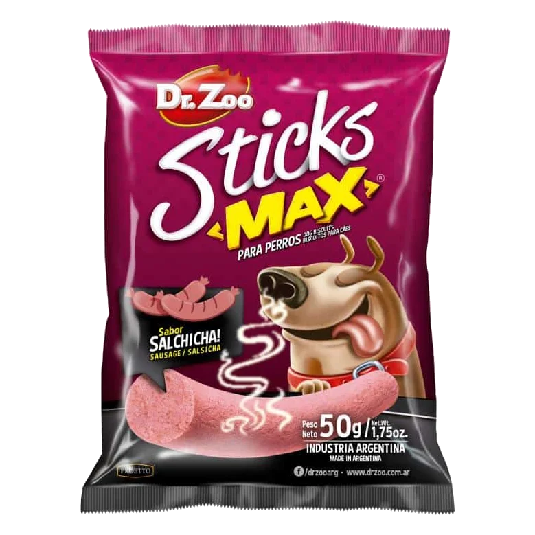 Sticks Max sabor salsicha Dr. Zoo para cães, 50 g