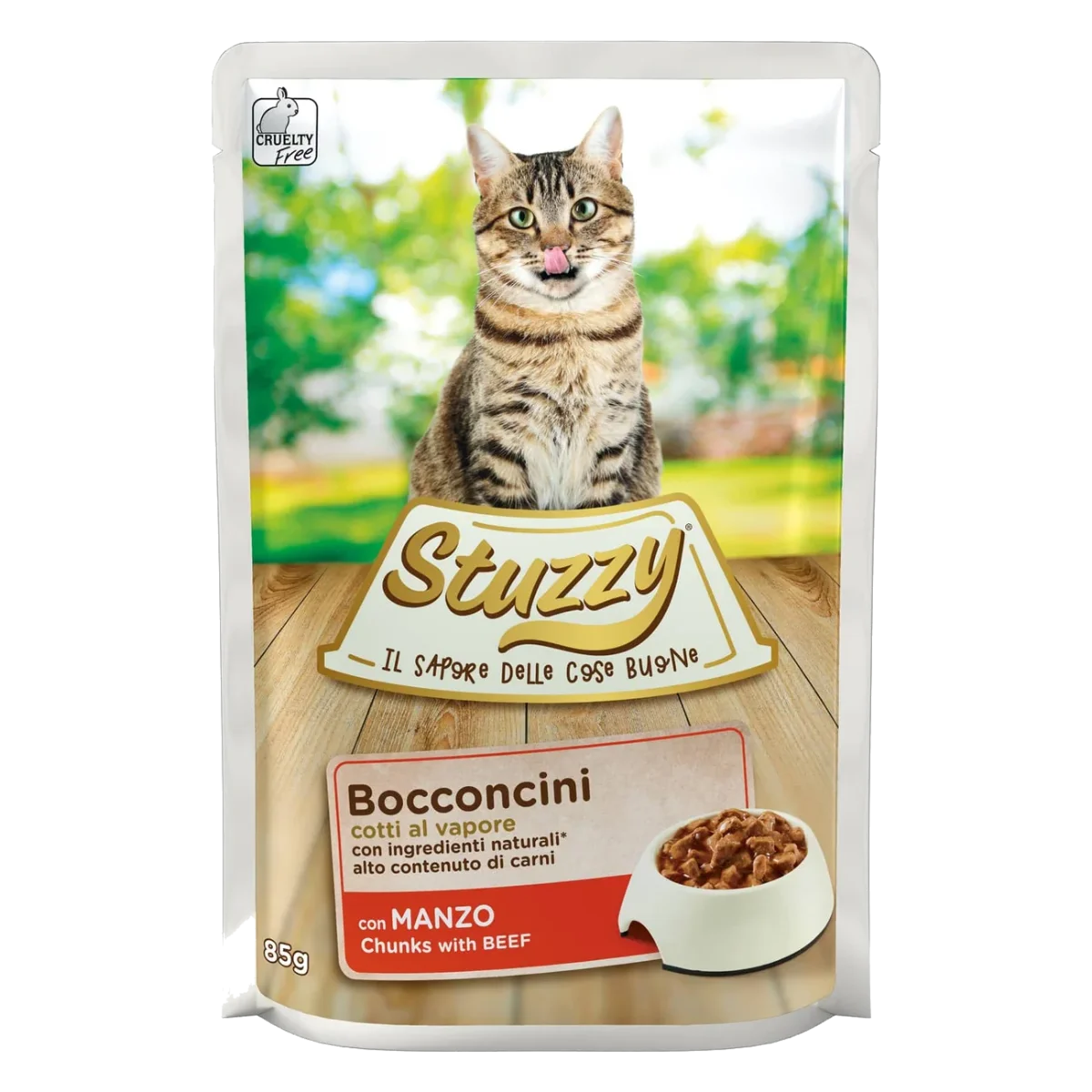 Comida húmida para gatos Stuzzy Cat vaca, saqueta de 85 g