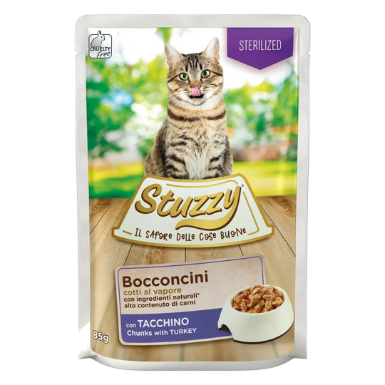 Comida húmida para gatos esterilizados Stuzzy Cat peru, saqueta de 85 g