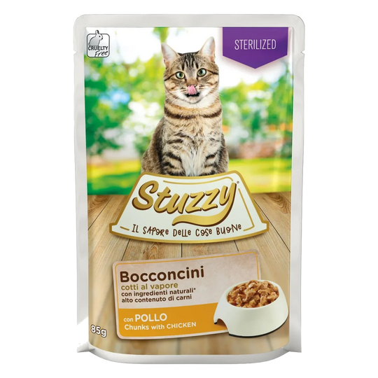 Comida húmida para gatos esterilizados Stuzzy Cat frango, saqueta de 85 g