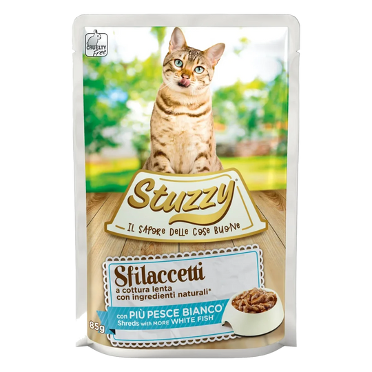 Comida húmida para gatos Stuzzy Cat Speciality peixe branco, saqueta de 85 g