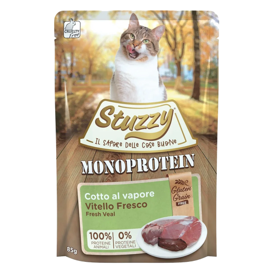 Comida húmida para gatos Stuzzy Grain Free Monoprotein vitela fresca, 85 g