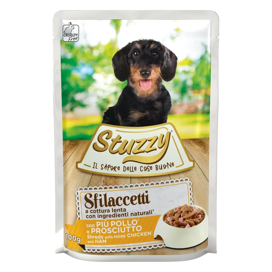 Comida húmida para cães adultos Stuzzy Speciality frango e fiambre, saqueta de 100 g