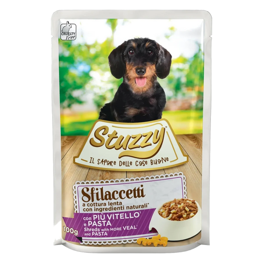 Comida húmida para cães adultos Stuzzy Speciality vitela e massa, saqueta de 100 g