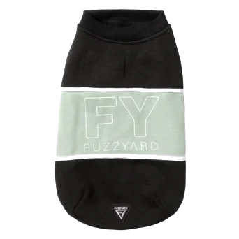 Sweatshirt para cães FuzzYard Track preta e verde-salva
