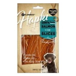 Snacks naturais para cães tiras de salmão e bacalhau Flamingo, 85 g